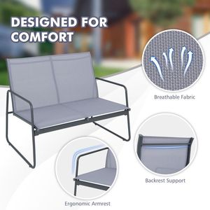 Set Chat di mobili da giardino in metallo da 4 pezzi con tavolino in vetro temperato - Product Image 6