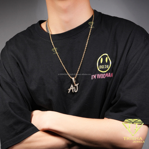 Custom Letter AJ Pendant <b>Necklace</b> For Men Fashion Gold Color Jewelry Personalized <b>Initial</b> <b>Necklace</b> Gift - Product Image 1