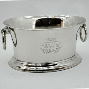 Cubo de hielo metálico estilo costero con diseño de ancla, forma redonda, resistente al óxido, para fiestas, enfriador de vino. - Product Image 1
