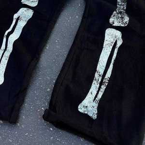 Pantalones Deportivos Negros para Hombre con Estampado de Esqueleto, Cintura Elástica con Cordón, Joggers Casuales Transpirables para Otoño - Product Image 4