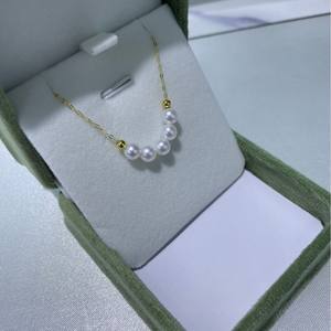 Collar de Perlas Pequeñas Sonrientes de Akoya de Agua Dulce con Luz Espejo, Cadena de Clavícula de Plata Pura con Temperamento de Plata Pura - Product Image 1