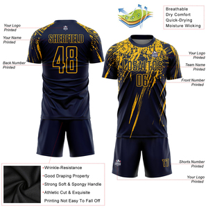 ชุดเสื้อฟุตบอลชายแบบกำหนดเอง แขนสั้น ชุดยูนิฟอร์มฟุตบอล แห้งเร็ว ระบายอากาศได้ดี โพลีเอสเตอร์ ชุดกีฬา พิมพ์ลายทีม ชุดกีฬา - Product Image 3