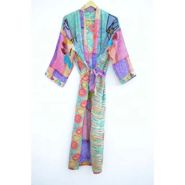 Summer Nightgown Jacket Silk Kimono Long Sleeves Bathrobe Nightwear Dress Bridal Robe Designer Vintage For Women