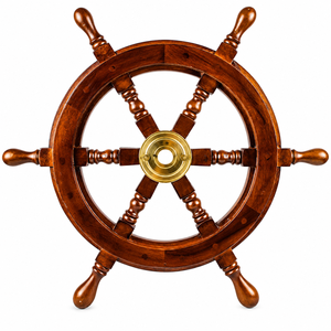 24 Inch Nautical Pirate Brown Wood <b>Steering</b> <b>Wheel</b> Collectible Round Handle Wall Decor Wooden Boxes & Crafts Category - Product Image 1