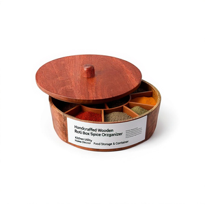 Handcrafted Wooden Roti Box with Spice Organizer <b>Kitchen</b> Utility for Home Decor Food <b>Storage</b> & <b>Container</b> - Product Image 2