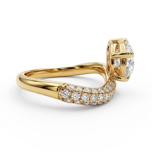 Anillo de compromiso de oro amarillo macizo de 14K con diamantes cultivados en laboratorio de 3.50 CTW con certificación IGI, corte East West Bypass Pav, para fiesta de bodas - Product Image 3
