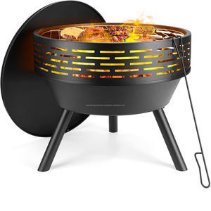 Round Iron Fire Pit with Lid - Product Image 3