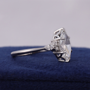 Anillo de compromiso con diamante marquesa de 2 quilates cultivado en laboratorio, engaste de seis puntas en oro de 14K/18K - Product Image 3