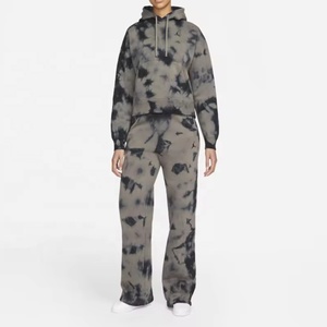 Customized Custom Logo Women's Tie Dye <b>Tracksuit</b> Good Quality Sublimation Kangaroo Pocket <b>Tracksuit</b> For Women - Product Image 1