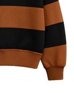 Sudadera con Cierre de Cremallera a Rayas Marrón y Negro para Hombre, de Algodón y Felpa, Estilo Urbano Holgado, Informal, con Logotipo Personalizado, Fabricante OEM - Product Image 6