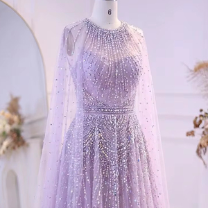 Exquisito Vestido de Noche de Tul con Bordado 2026, Elegante Vestido de Gala con Perlas y Cuentas, Manga Casquillo, Largo hasta el Suelo, para Eventos Formales - Product Image 1