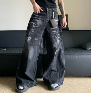 Light Washed Baggy Flare Pants High Waist <b>Button</b> <b>Fly</b> Custom Embroidered Logo Winter Women's <b>Jeans</b> - Product Image 2