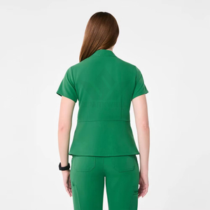 Ensemble de tenue médicale pour femmes, col en V, peplum, haut à manches courtes extensible et pantalon, uniforme de travail pour les soignants - Product Image 3