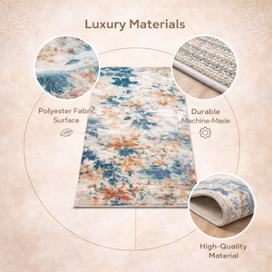 Tapis rectangulaire épais à imprimé floral moderne de qualité supérieure |   Tapis en polyester à poils ras, adapté aux animaux domestiques, fabriqué à la machine, durable, en polypropylène et PVC - Product Image 4