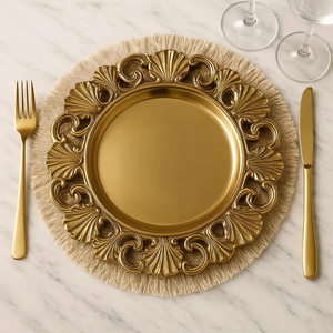 Nouvelle Assiette de Présentation Ronde en Métal Doré Brillant, Style Nordique, Vente en Gros, pour Servir les Plats - Product Image 1