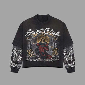 Men's Long Sleeve Thermal Waffle Knit T-<b>Shirt</b> <b>Gothic</b> Print Jersey O-Neck Black Streetwear Regular Fit - Product Image 4
