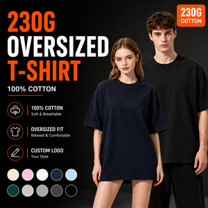 T-shirt Homme Oversize 230G à Épaules Tombantes 100% Coton Couleur Unie Décontracté Manches Courtes Col Rond en Jersey - Product Image 1