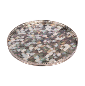 Plateau de service en nacre 100% naturelle, assiette en nacre incrustée, plateau pour apéritifs, pâtisseries et fruits - Product Image 1