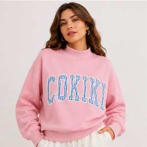 Sudadera Cokiki con cuello alto bordado, jersey oversize de forro polar, ropa casual de moda urbana, fabricante mayorista - Product Image 4