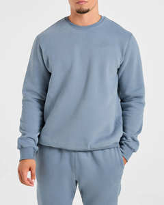 Ensemble de survêtement homme 2 pièces en coton épais de qualité supérieure, pull et pantalon de jogging bleus personnalisables - Product Image 6