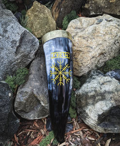 Cuerno vikingo para beber de la mejor calidad con borde de latón Soporte de cuerno ajustado de ágata Cuerno para beber Premium - Product Image 3