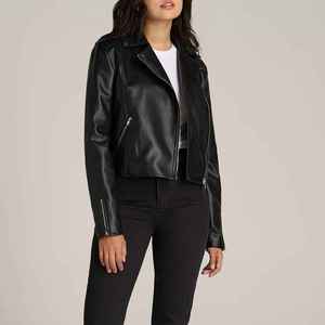 Women's Genuine Sheep <b>Leather</b> Bomber <b>Jacket</b> Plaid Pattern Breathable Zipper Closure <b>Long</b> Length Winter Season - Product Image 2