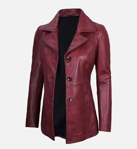 Chaqueta Blazer Vintage de Ante para Mujer, Abrigo de Piel de Oveja Genuina, Cuello Solapa Marrón Oscuro, Cierre de un Solo Botón - Product Image 2