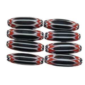 Wholesale Handmade Glass Chevron Beads Black Red White <b>Long</b> Tube Loose Beads for Jewelry Making DIY Bracelet <b>Necklace</b> - Product Image 1