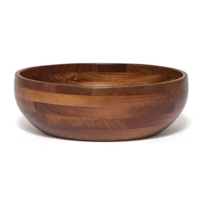 Food Grade Wooden Craft Home Dinnerware Bowl Mango Wood 10" Round Bowl for Salad Mixing and Serving Salad Wholesale Supply - Product Image 1