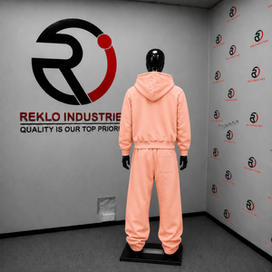 Conjunto Deportivo Personalizado Color Rosa Melocotón para Hombre, Sudadera con Cierre y Pantalones Jogger, Logotipo Bordado, Estilo Urbano, Ropa Deportiva al Por Mayor - Product Image 4