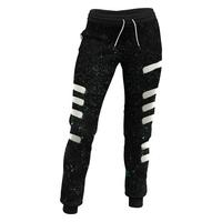 Pantalon de survêtement personnalisé pour homme avec imprimé effet gouttelettes, taille élastique, cordon de serrage, design décontracté à empiècements, noir et blanc, en polyester, pour l'automne