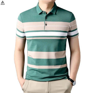 AIFRAN Polo a rayas para hombre, camiseta informal de manga corta con cuello con botones - Product Image 4