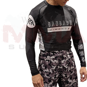 เสื้อรัดรูปแขนยาวสำหรับผู้ชายผ้า UV UPF 50 + เสื้อโต้คลื่น & MMA BJJ rashguard ตามสั่ง - Product Image 1