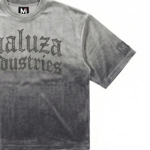 T-shirt de luxe urbain en velours orné de strass, style gothique streetwear, mode décontractée hip-hop MALUZA INDUSTRIES - Product Image 2