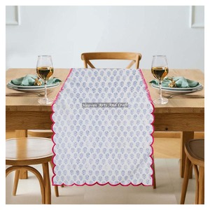 Luxury Embroidery Edge <b>Table</b> <b>Runner</b> Traditional Hand Block Print 100% Pure Cotton Fabric Embroidery Edge <b>Table</b> <b>Runner</b> Best - Product Image 4