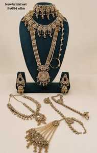 Nuevo Conjunto de Joyería Nupcial de Alta Calidad, Collar y Aretes de Oro con Circonita Verde y Baño de Rodio, Joyería de Moda para Bodas y Fiestas - Product Image 1