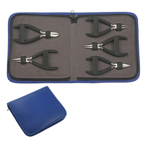 5 pieces Jewelry Pliers Kit Size 130mm Chain, Flat, Round, Round/Flat Nose Plier, Side Cutter W/Black Matt Foam Handles - Product Image 1