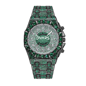 Montre Homme Luxe Bling-Bling avec Cadran Arabe Noir Mat, Diamants Simulés, Style Hip-Hop, Bijou de Poignet Tendance, Montre Analogique - Product Image 1