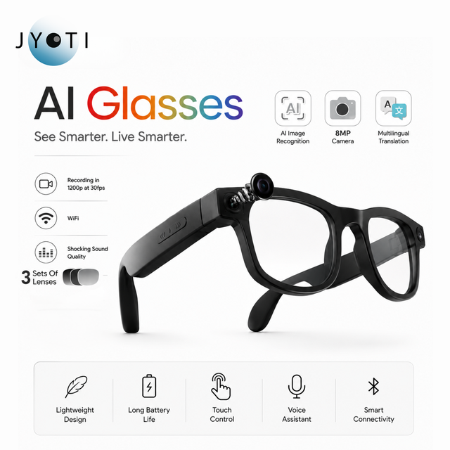 JYOTI AI Vision Smart Glasses for Visually Impaired Persons 8MP Camera Wireless Bluetooth Voice Assistant Lightweight Design
