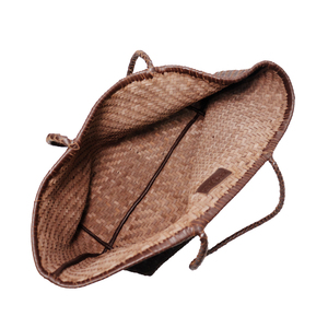 Bolso Tote de Cuero Marrón Tejido a Mano para Mujer |   Bolso grande tejido para el hombro |   Bolso de Playa de Cuero Hecho a Mano, Estilo Casual y a la Moda - Product Image 3
