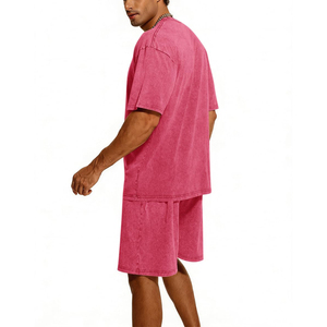 Conjunto de 2 Piezas de Verano para Hombre, Estilo Acid Wash, Transpirable, Camiseta y Pantalones Cortos para Correr, Manga Corta - Product Image 3