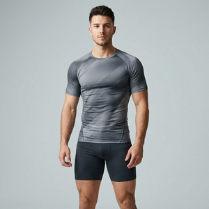 OEM Custom Mens Half Sleeve Compression Fitness Shirt Stretch <b>Athletic</b> Gym Workout Performance Apparel - Product Image 1