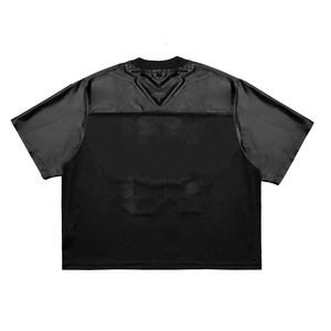 Streetwear Screen Printing Summer Soccer Mesh Boxy Football T-<b>Shirt</b> Solid <b>100</b>% <b>Polyester</b> Black Color Drop Shoulder Team Jersey - Product Image 2