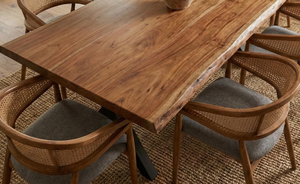 Table de salle à manger en bois brut de noyer sud-américain pur et naturel, design moderne, pour villa et mobilier de conférence - Product Image 5