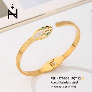 Bracelet de mode en forme de serpent à petits points, plaqué or, en acier inoxydable, bijoux pour femmes - Product Image 1