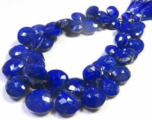 Perles de pierre précieuse naturelle Lapis Lazuli bleu facetté 9-12mm, forme cœur, perles de pierre précieuse Lapis Lazuli percées sur le côté, brin de 8 pouces pour bricolage - Product Image 1