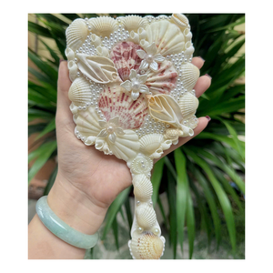 Handmade Natural Seashell & Glass Oval Mini Compact Personalized Custom Shell Mermaid Coastal Vanity Pocket Makeup <b>Mirror</b> - Product Image 6