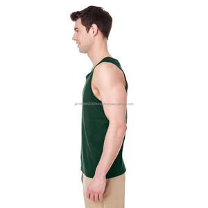 Dark <b>Green</b> Cotton Tank <b>Top</b> for <b>Men</b> Wholesales Custom Logo 3XL 100% Cotton Sleeveless T Shirts 220gsm Singlets Tank <b>Top</b> For <b>Mens</b> - Product Image 3