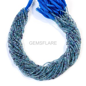Cuentas Redondas Microfacetadas de Fluorita Arcoíris Natural de 2MM, Cuentas de Piedras Preciosas Sueltas con Corte de Diamante, Cuentas de Fluorita Arcoíris para Joyería - Product Image 2