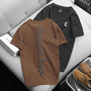 Lots de liquidation : T-shirt décontracté d'été pour homme en coton de haute qualité, manches courtes, couleur unie, col rond, en tissu tricoté vierge - Product Image 1